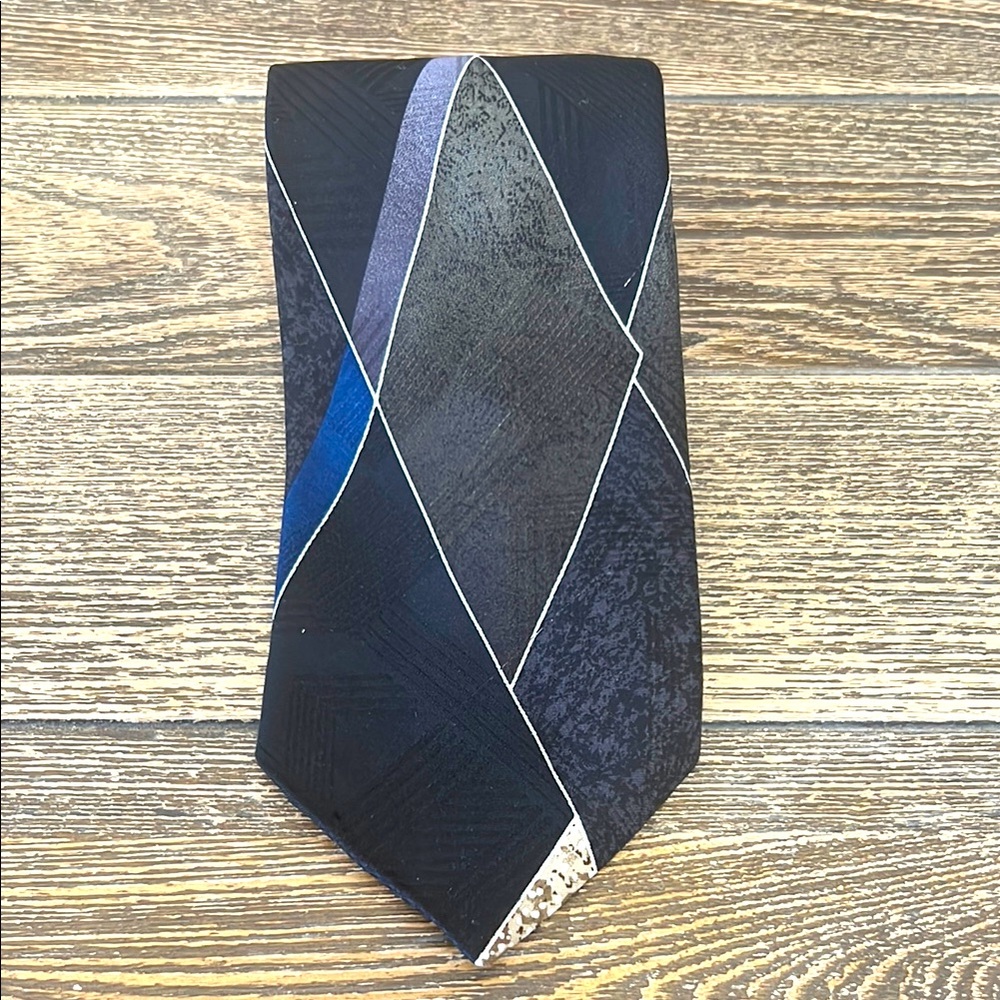 Town Craft Sophisticated‎ Black and Blue Geometric Tie 100% Polyester